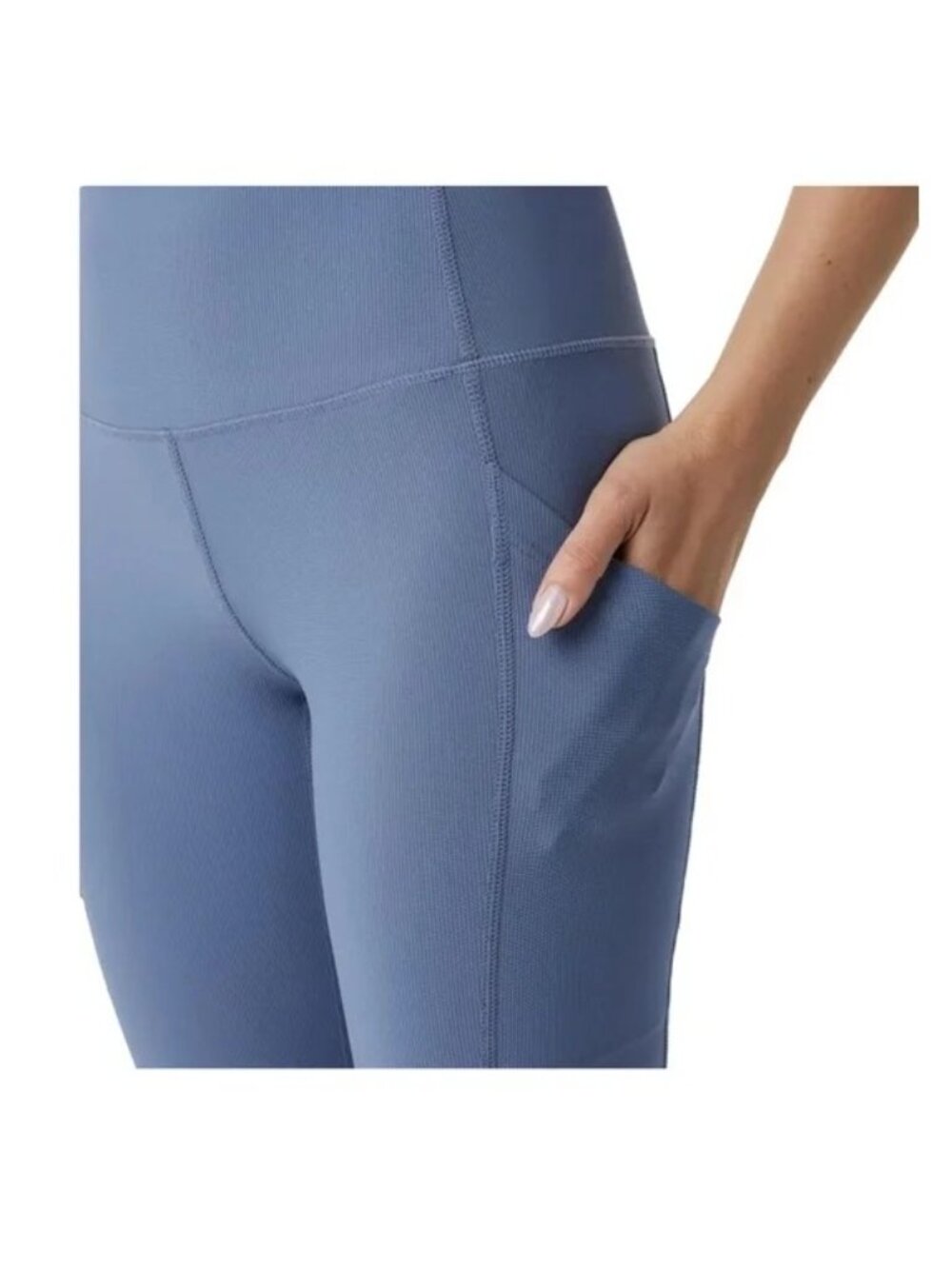 32 Degrees Cool Women Ribbed Crop Legging Pant Blue Medium New with tag - Picture 2 of 5